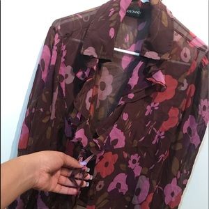 collared button up & tie blouse